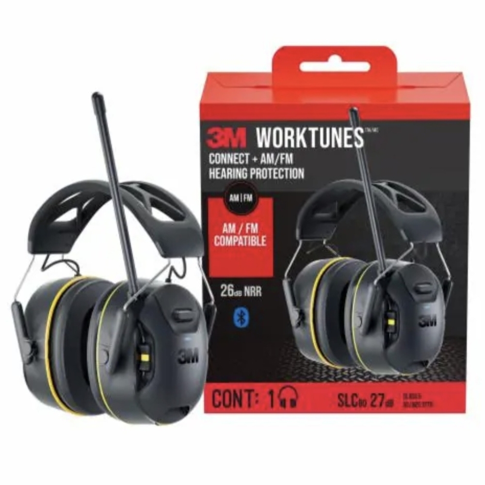 3M WORKTUNES Connect + Bluetooth AM/FM Hearing Protection ~ Calls, Music, EQ NEW